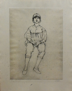 宮城県出身の彫刻家の女性を描いた版画です。画品があって素敵ですよ！　ドライポイント　　佐藤忠良　「１０人の女たち作品集　」７/６０
