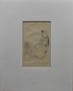 宮城県出身の彫刻家のオシャレな版画です。線の使い方が美しいです！　ドライポイント　　佐藤忠良　　「１０人の女たち作品集　」７/６０