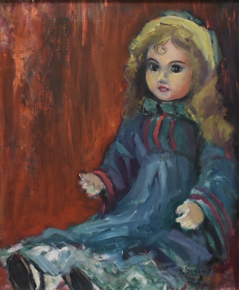 Французская кукла Киёси Сугавара, картина маслом 8F [Галерея Масами], Рисование, Картина маслом, Натюрморт