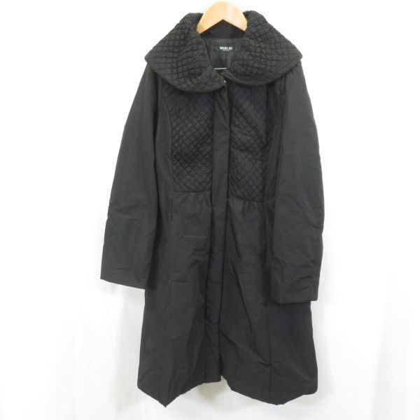 HIROKO BIS『ヒロコビス』ライナー付きシャーリング刺繍コート 黒-