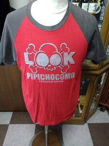 HAM19　PIPICHOCOMO　アメカジスカルTシャツ　L　中国　赤　中古良品