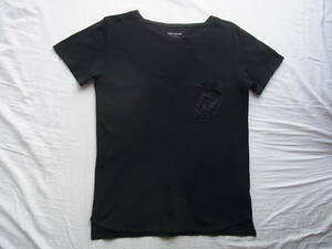 nonnative Nonnative boat neck cotton deer. . material with pocket T-shirt size 1 made in Japan black 