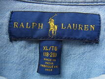 RALPH LAUREN 　ラルフローレン 　ライトオンスデニム　ユーズド加工　ボタンダウンシャツ　サイズ ボーイズサイズ XL_画像7