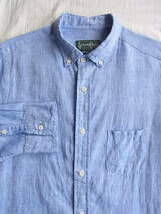 GITMAN Vintage ギッドマン ブラザーズ　ヴィンテージ　リネンシャンブレー素材　ボタンダウンシャツ　サイズ M MADE IN USA ブルー_画像3