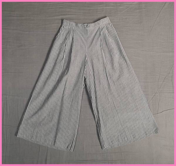 BOTS‐62春夏☆新品☆送料込み☆即決☆ナチュラル系☆薄手のインド綿☆Mサイズ☆パンツ☆グレー×白☆裏地有り☆ワッフル