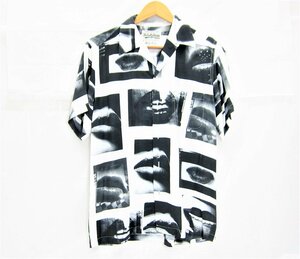 WACKO MARIA Wacko Maria × forest mountain large road HAWAIIAN SHIRT TYPE-3 monochrome lip aloha shirt SIZE:S men's clothes *UF3854