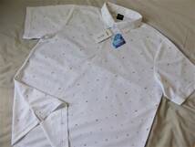 IGNIO GOLF イグニオ ゴルフ アイクール 飛び柄 吸水速乾 ボタンダウン半袖ポロシャツ　XL　白_画像2