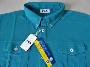 FILA GOLF フィラ ゴルフ 吸汗速乾 UVカット ストレッチ ボタンダウン長袖ポロシャツ　LL　青