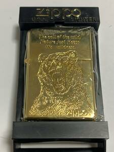 2003年　熊出没注意　ゴールドカラー　ZIPPO　未使用