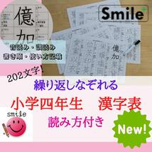 新商品☆繰り返しなぞれる　小学４年生で習う漢字表　書き順・読み方・使い方記載　漢検7級　受験対策　漢字ドリル_画像1