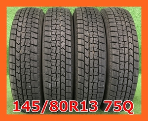 ★2020年製 145/80R13 75Q ダンロップ WINTERMAXX WM02 中古 スタッドレスタイヤ 4本 13インチ★