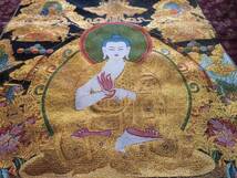 卍　仏教 美術　◆ 織物　『大日如来 如来』 90cm 　　　検索；密教　西蔵　刺繍　仏画　チベット　仏像　B10_画像4