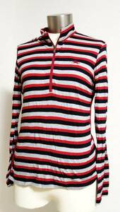  Burberry GOLF half ZIP long sleeve border cut and sewn L red black ash 