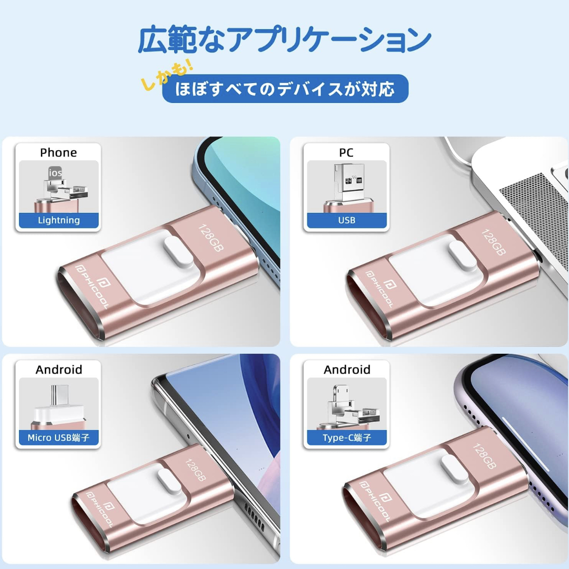 2個セット 128gb usbメモリ phone 用 usb メモリー phone usb メモリ