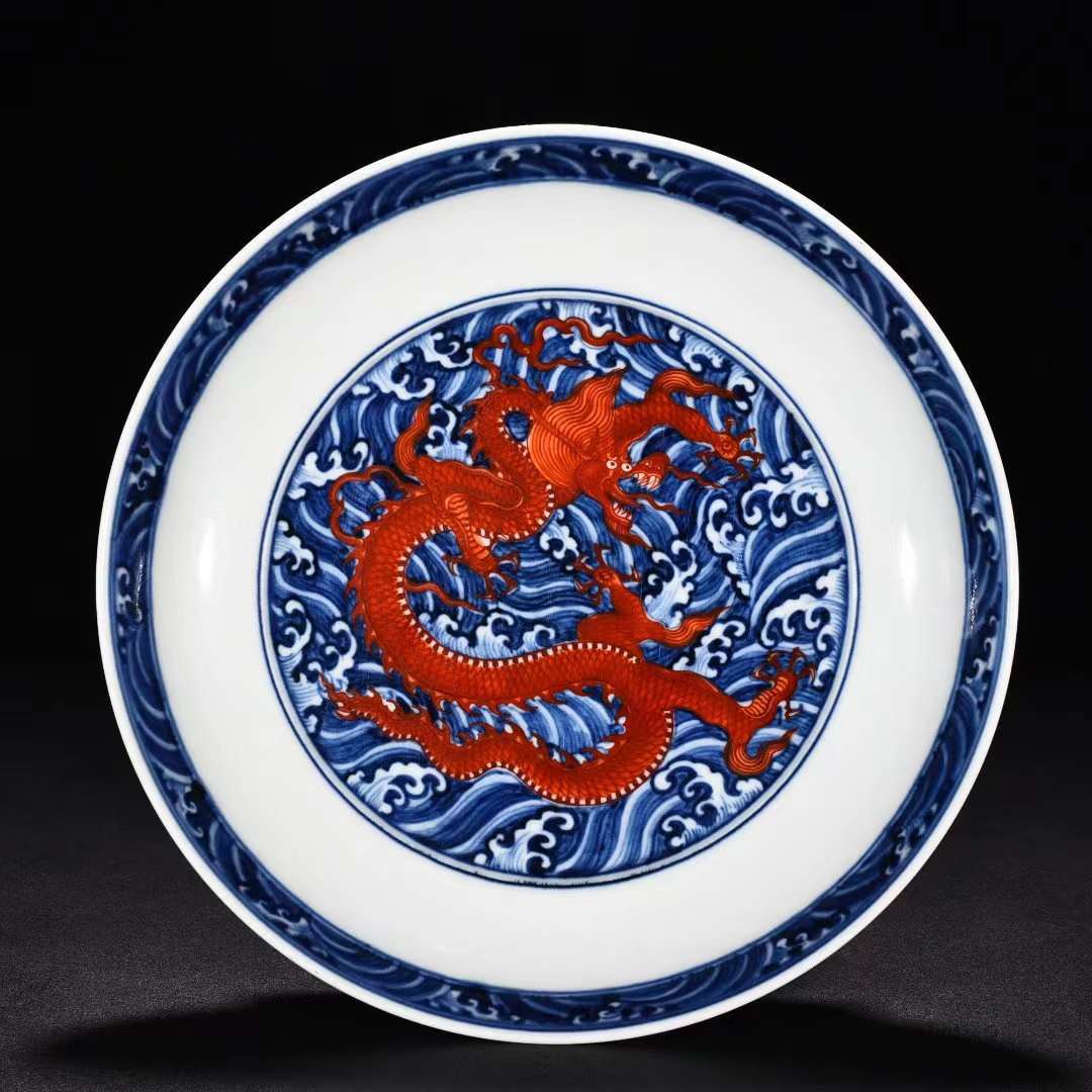 特別依頼出品三井家由来某寺院所蔵大明宣徳年製染付花瓶高さ約44
