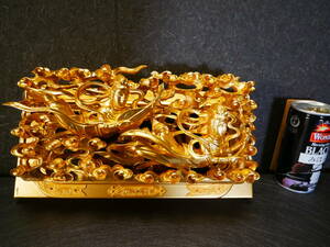 収集品　最高級　彫り　手彫り　本金箔　木製本金箔本金粉（A3-2）　4527　M