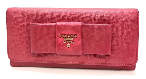プラダ PRADA サフィアーノ リボン ピンク レザー 財布 18668111