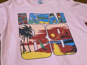 80s 90s USA製 ヴィンテージ POLY TEES ポリーティーズ HAWAII ハワイ L ピンク ナンバリング Tシャツ サーフT サーフィン