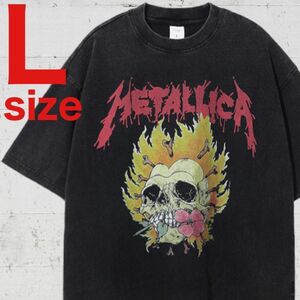 METALLICA　メタリカ　薔薇スカル　バンド　Tシャツ　Lサイズ　ブラック