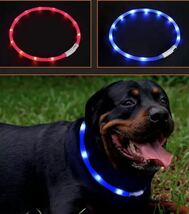 犬用 LEDライト 首輪 安全 USB 充電 中型犬 蛍光 Lサイズ レッド 赤 夕方 夜 散歩 お出かけ 目立つ_画像3