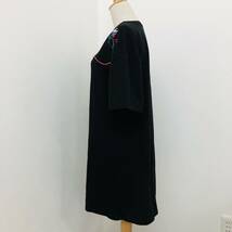 a01834 美品 ZARA ザラ ワンピース 半袖 コットン混 花柄刺しゅう 丸首 ゆったり モダン 黒系 レディース レトロヴィンテージスタイル_画像4