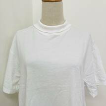 a01857 美品 ZARA ザラ Tシャツ 半袖 薄手 ハイネック EUR:L USA:L 白 無地 万能 ゆったり 合わせやすい 古着 シンプルデイリーカジュアル_画像5