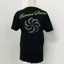 a02018 BANANA SEVEN バナナセブン メンズ 半袖Tシャツ M 黒 ビジュー ロゴ刺繍 綿100% 丸首 飾りポケット シンプルデイリーカジュアル_画像3