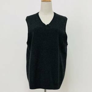 a02040 美品 UNIQLO ユニクロ メンズ ニットベスト Vネック シンプル XL グレー 無地 ウール100％ 上質 万能 ベーシックカジュアルスタイル