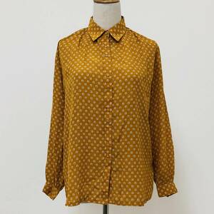 a02388 美品 blommtor レディース ブラウス シャツ 長袖 薄手 カジュアル レトロ 9号 オレンジ 総柄 上品 万能 キュートなスイートスタイル