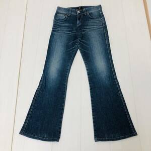 a02429 SOMETHING Something lady's jeans size 27×30 cotton . made in Japan boots cut old clothes feeling leather label simple tei Lee casual 