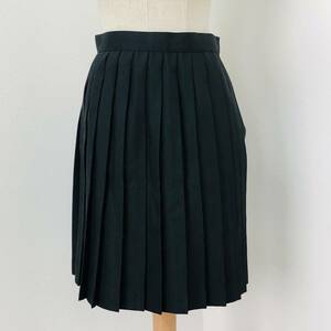 a02461 美品 スカート ミニ丈 しっかり生地 プリーツ 日本製 サイズ64 黒 無地 レディース 学生服風 シンプル エレガントガーリーチック