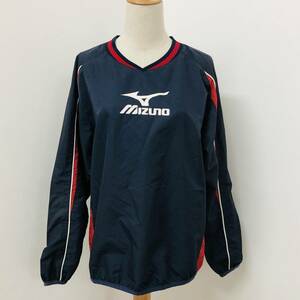 a02546 MIZUNO ミズノ スポーツウェア 長袖 シャカシャカ Vネック 古着感 ロゴプリント S ネイビー メンズ スポーティチックスタイル