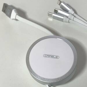 CAFELE 充電ケーブル BB238 lightning microUSB typeC ケーブル巻き取り 充電ケーブル 3in1 ５V3A急速充電 最大15W高速 最大120cm USB