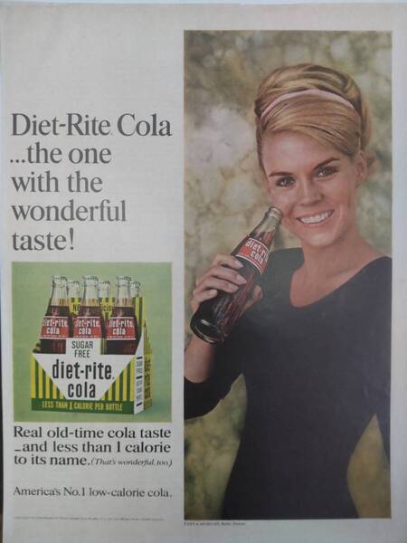 送料込【アメリカ雑貨★】ROYAL COLA Diet-Rite コーラ 雑誌 切り抜き 広告 60年代 magagine AD ガレージ 世界初ダイエットコーラ