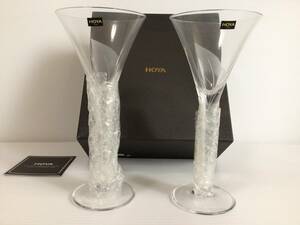 Y084 未使用　HOYA CRYSTAL/ホヤクリスタル　ワイングラス　カクテルグラス　シャンパングラス　クリスタルグラス　ペア　2客セット　箱入