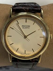Ｂ491　稀少・レア　腕時計　RICOH QUARTZ/リコー　クォーツ　312106　3針　クォーツ　レザーベルト　記念時計
