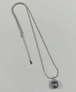 S925タヒチ黒蝶真珠ネックレス　可愛いドングリ　天然色　本真珠