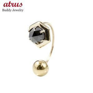  men's earrings Gold one-side ear earrings black diamond Monde one bead yellow gold k18 18k is possible to choose circle sphere catch 6mm 7mm 10mm 2way