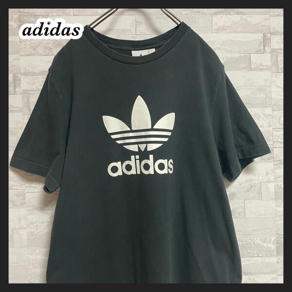 【ADIDAS】アディダス　トレフォイルロゴ　半袖tシャツ　ブラック　メンズ　Mサイズ　