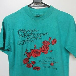 80年代　アメリカ製　 Tシャツ S 緑　薔薇　フェス　ビフィーＴ　オールド　ビンテージ　アメカジ古着　sy3563