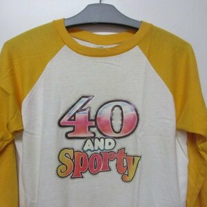 80s アメリカ製　Tシャツ L　黄色　７分　ラメ　Spruce　ヴィンテージ　アメカジ古着　sy3628