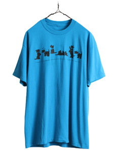 90s ■ ドッグ アート イラスト プリント 半袖 Tシャツ メンズ L 程 / 90年代 オールド アニマル 犬 キャラクター スーベニア グラフィック