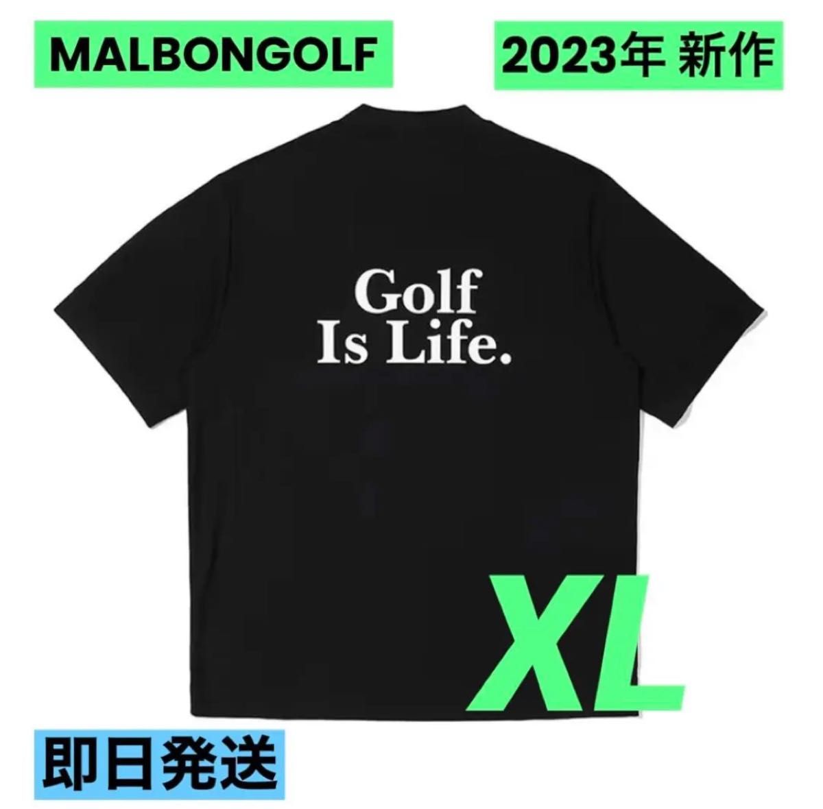 L》マルボンゴルフ モックネック Tシャツ ブラック 韓国 ゴルフ 