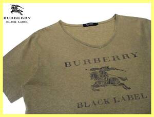 バーバリーブラックレーベル BURBERRY BLACK LABEL ラメ入り BIGホースプリントデザイン Tシャツ 日本製 サイズ M(2)