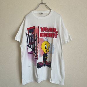 90s 1998年 LOONEY TUNES ルーニーテューンズ プリントTシャツ キャラクターT vintage ヴィンテージ ラメプリント Lサイズ