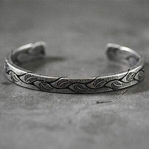 Silver Vintage silver bangle silver bracele antique retro leaf pattern popular high quality men's lady's rare goods 
