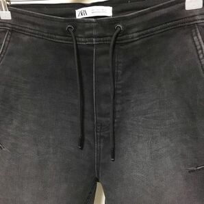 伸縮性 柔らか素材 ZARA MAN スウェット デニム ショートパンツ 送料230円 L 32 ハーフパンツ パンツ ストレッチ ソフトデニム メンズ 黒の画像4