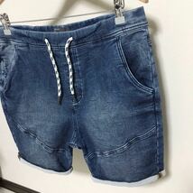 柔らか素材 ZARA MAN スウェットデニム ショートパンツ 送料210円 L 32 ハーフパンツ デニム メンズ パンツ ソフトデニム 青 ストレッチ_画像2