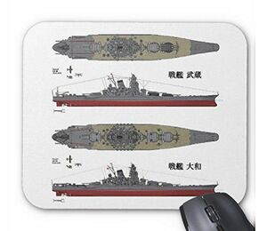 『 戦艦 大和と武蔵 』のマウスパッド (白地)（フォトパッド）