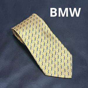 【BMW】 シルクネクタイ　ブランド　イエロー系　ビジネス　結婚式 メンズ　中古